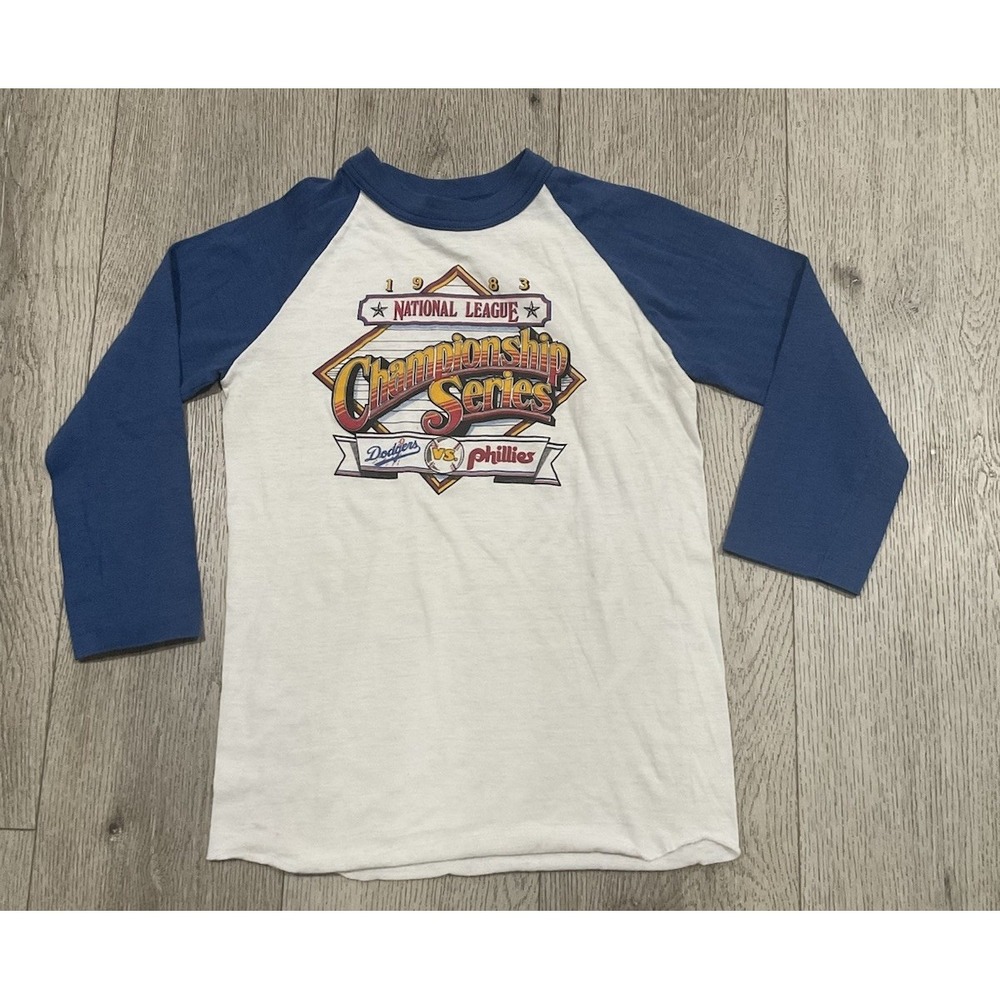 Vintage 80s Los Angeles Dodgers Championship Ragland Shirt Kids Youth L